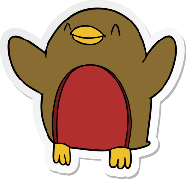 Robin 'in bir insan tarafından çizilmiş karikatür çıkartması.