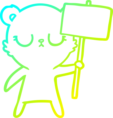 Barışçıl bir ayı yavrusunun soğuk gradyan çizgisi. Protesto işareti bir insan tarafından çizilmiş.