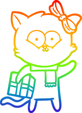 gökkuşağı gradyanı çizimi bir insan tarafından çizilmiş çizgi film kedisi