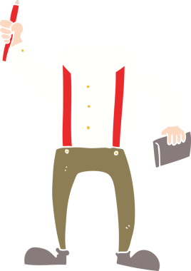 Bir insan tarafından çizilen başsız beden düz renk çizimi (kalem ve not defteri ile)