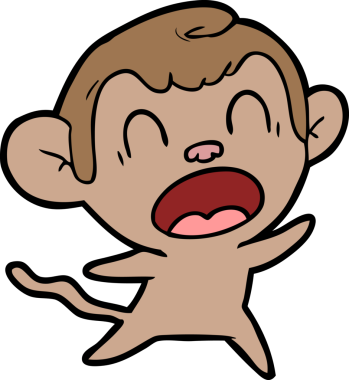 Bir insan tarafından çizilmiş bağıran çizgi maymun.