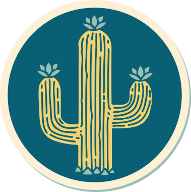 Bir insan tarafından çizilmiş geleneksel bir kaktüs stili dövme çıkartması.