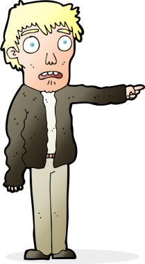 Bir insan tarafından çizilmiş korkmuş bir çizgi film.