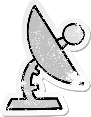 Bir insan tarafından çizilmiş şirin bir uydu çanağının sıkıntılı çıkartması.