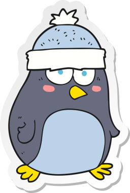 Bir insan tarafından çizilmiş karikatür pengueni çıkartması.