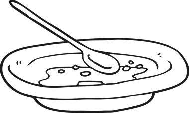 Bir insan tarafından çizilmiş boş mısır gevreği kasesi.