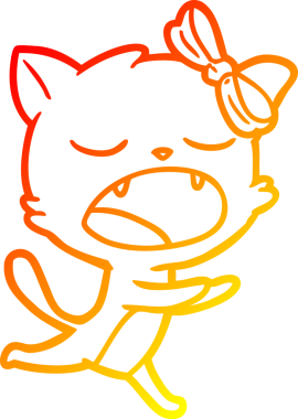 Bir insan tarafından çizilen esneyen kedinin sıcak çizgi çizimi