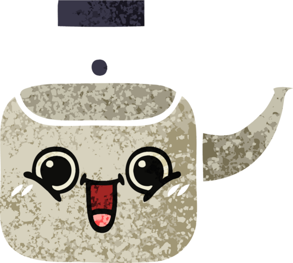 Bir insan tarafından çizilmiş bir çaydanlığın retro çizim tarzı karikatürü