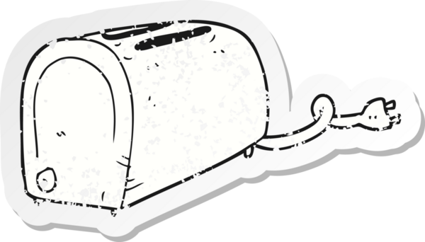 Bir insan tarafından çizilmiş karikatür tost makinesinin gerilimli yapıştırması.