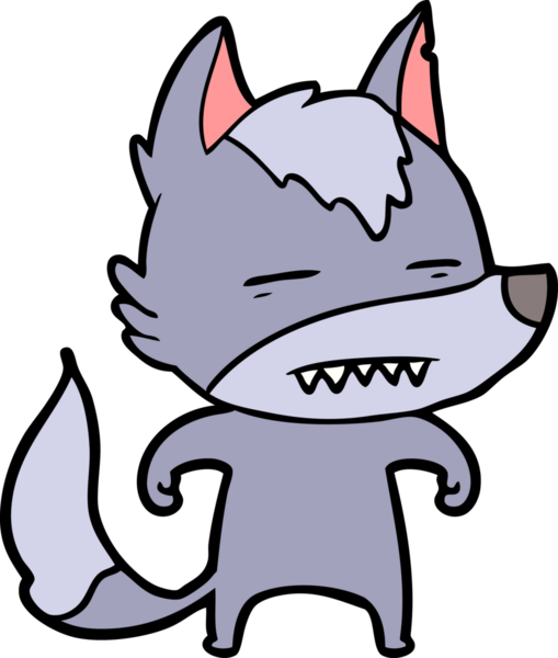 Bir insan tarafından çizilen dişleri gösteren bir kurt çizgi filmi.