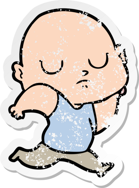 Bir insan tarafından çizilmiş kel bir adamın sıkıntılı çıkartması.