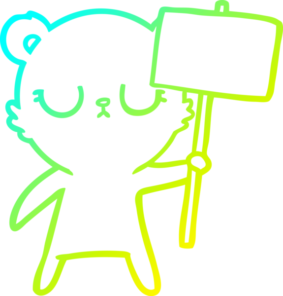 Barışçıl bir ayı yavrusunun soğuk gradyan çizgisi. Protesto işareti bir insan tarafından çizilmiş.