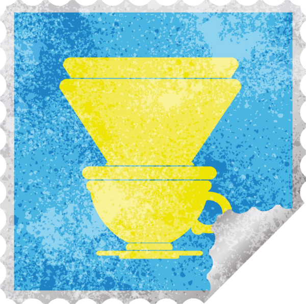 Bir insan tarafından çizilmiş kahve filtresi kare kabuğu çıkartması.