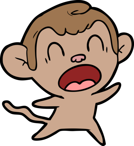 Bir insan tarafından çizilmiş bağıran çizgi maymun.