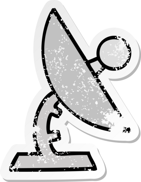 Bir insan tarafından çizilmiş şirin bir uydu çanağının sıkıntılı çıkartması.