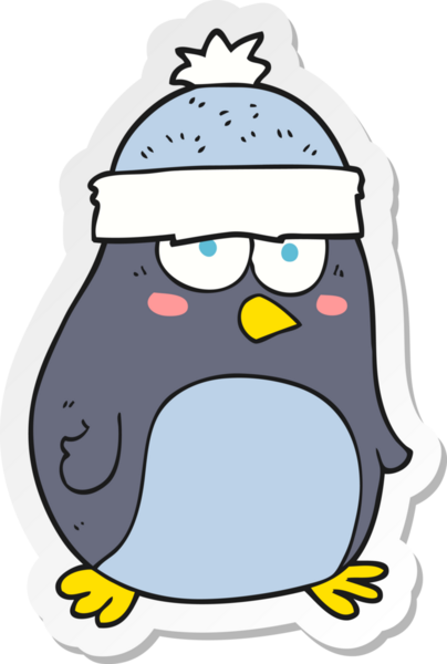 Bir insan tarafından çizilmiş karikatür pengueni çıkartması.