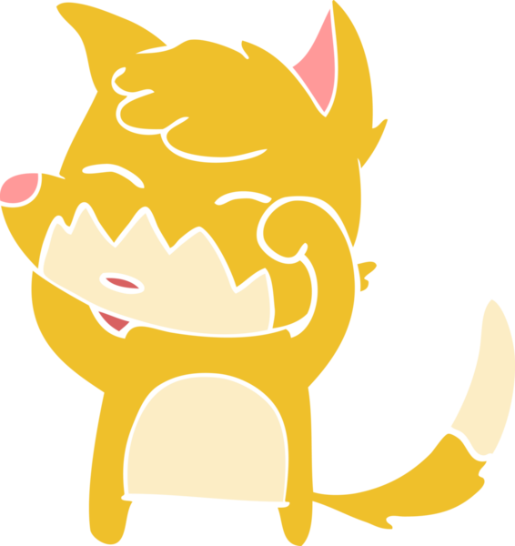 Bir insan tarafından çizilmiş düz renk çizgi film tilkisi