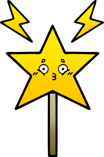 Bir insan tarafından çizilmiş sihirli değneğin gölgeli çizgi filmi.