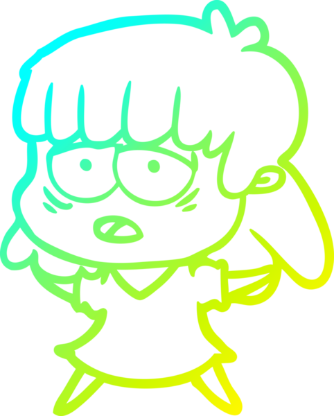 Bir insan tarafından çizilmiş, karikatür çizen yorgun bir kadın.