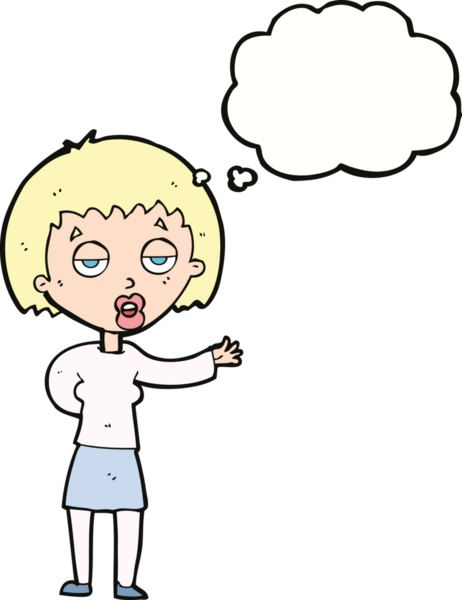 Bir insan tarafından çizilmiş bir düşünce balonuyla sıkılmış karikatür.