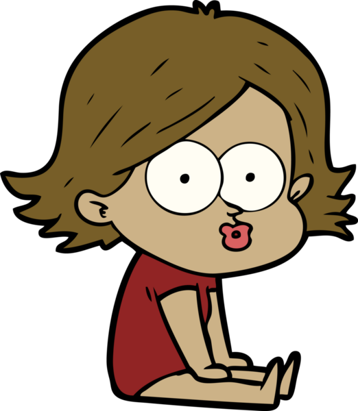 Çizgi film kızı somurtuyor bir insan tarafından