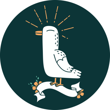 Bir insan tarafından çizilmiş dövme stili martı kuşunun simgesi