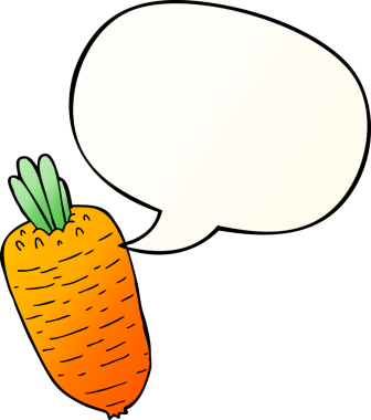 bir insan tarafından çizilmiş yumuşak eğimli konuşma baloncuklu karikatür sebzesi