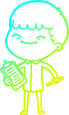 Bir çizgi film karakteri çizen soğuk çizgi bir insan tarafından çizilmiş mutlu çocuk.