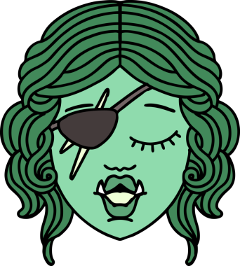 Retro Dövme Biçimli Ork karakteri bir insan tarafından çizilmiş