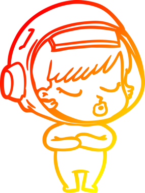 Bir insan tarafından çizilmiş güzel astronot bir kızın sıcak çizgi çizimi