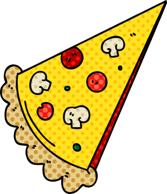 Bir insan tarafından çizilmiş tuhaf bir pizza dilimi.