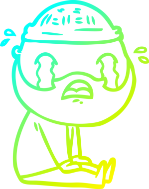 Bir insan tarafından çizilmiş ağlayan sakallı bir adamın çizdiği soğuk çizgi.