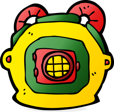 Bir insan tarafından çizilmiş derin deniz dalgıcı miğferi.