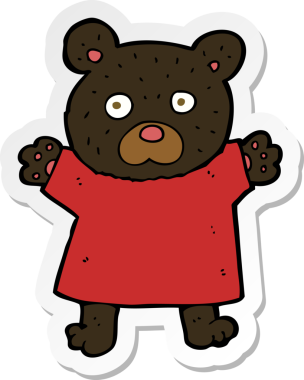 Bir insan tarafından çizilmiş şirin siyah bir ayının çıkartması.