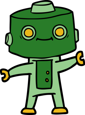 Bir insan tarafından çizilmiş çizgi film robotu