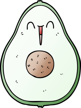 Bir insan tarafından çizilmiş mutlu bir avokado.