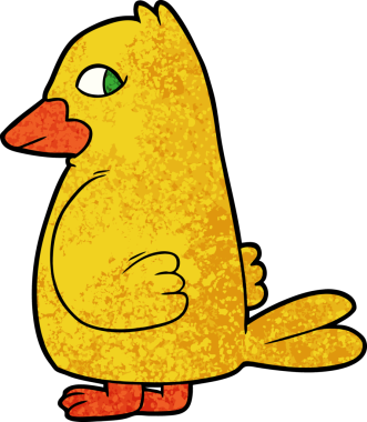 Bir insan tarafından çizilmiş çizgi film kuşu.