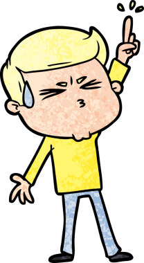 Bir insan tarafından çizilmiş terleyen çizgi film adamı.