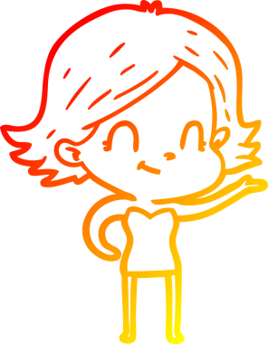 Bir insan tarafından çizilmiş, karikatür dostu bir kız çizimi.