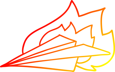 Bir insan tarafından çizilen yanan kağıt uçağın sıcak çizgi çizimi