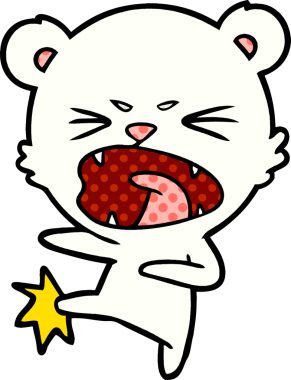 Bir insan tarafından çizilmiş kızgın kutup ayısı çizgi filmi.