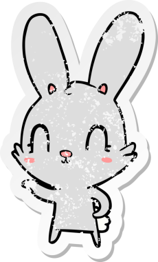 Bir insan tarafından çizilmiş şirin bir tavşanın sıkıntılı çıkartması.