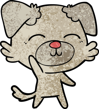 Bir insan tarafından çizilmiş çizgi film köpeği.