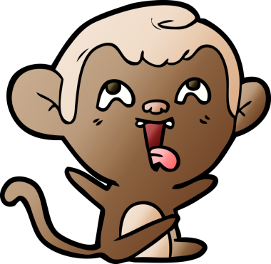 Bir insan tarafından çizilmiş çılgın çizgi film maymunu