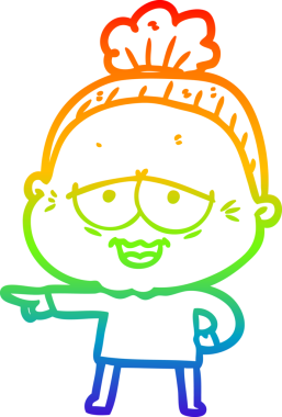 Gökkuşağı gradyan çizgi çizimi Bir insan tarafından çizilmiş mutlu yaşlı kadın