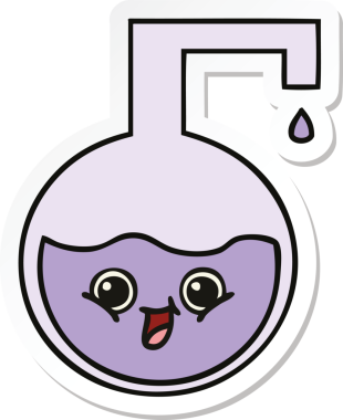 Bir insan tarafından çizilmiş şirin bir karikatür bilim deneyinin çıkartması.