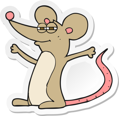 Bir insan tarafından çizilmiş çizgi film faresinin çıkartması.