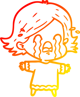 Bir insan tarafından çizilmiş, ağlayan bir çizgi kadın çizimi.