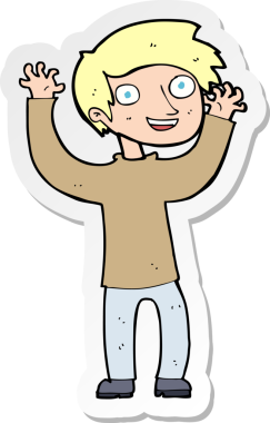 Bir insan tarafından çizilmiş mutlu bir adamın çıkartması.