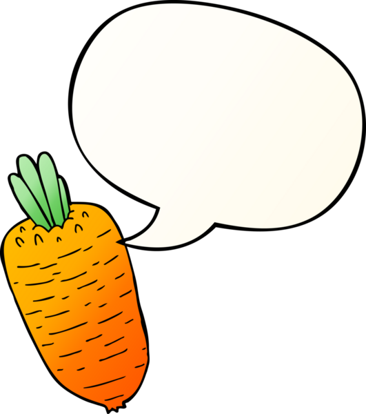 bir insan tarafından çizilmiş yumuşak eğimli konuşma baloncuklu karikatür sebzesi